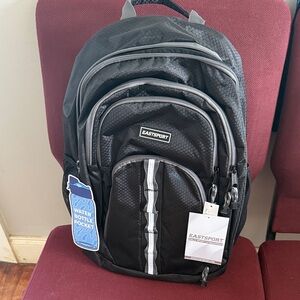 Black Travel Backpack with Water Bottle Pocket